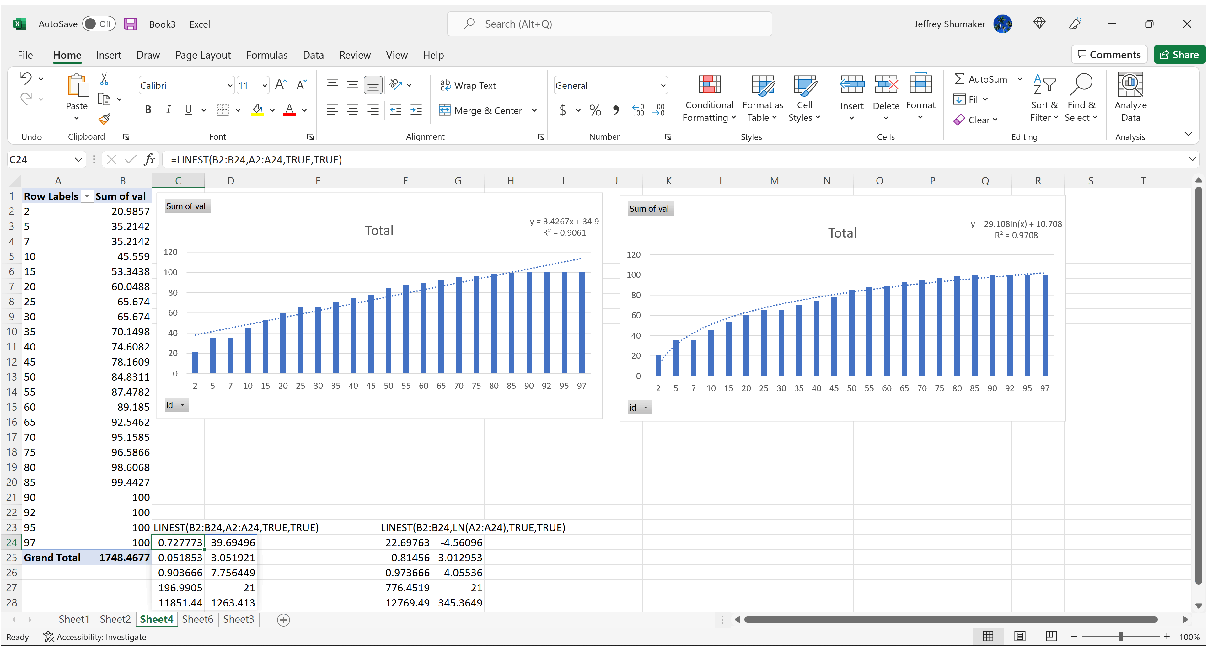 linest calculation - Microsoft Q&A