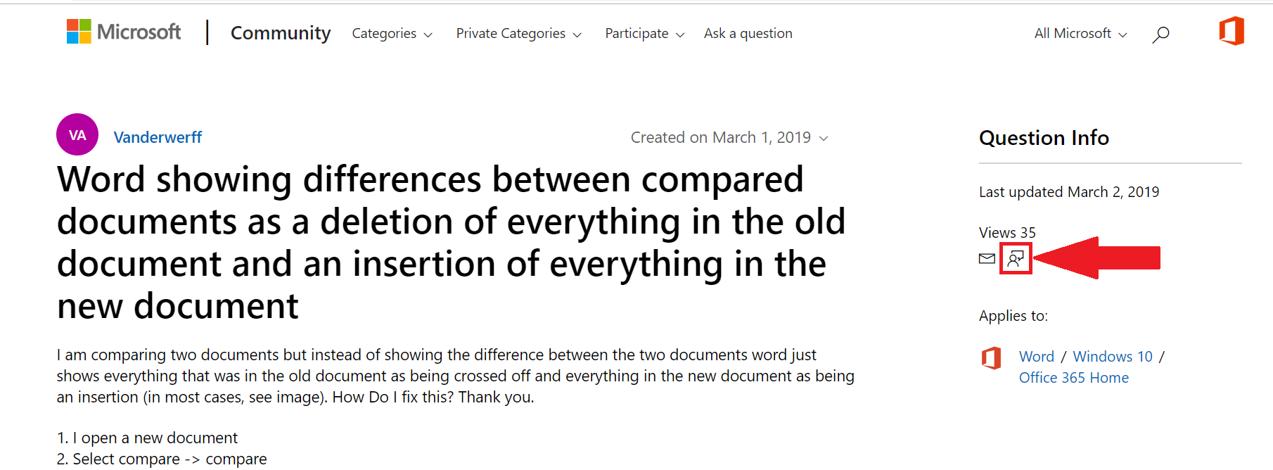 Word showing differences between compared documents as a deletion of ...