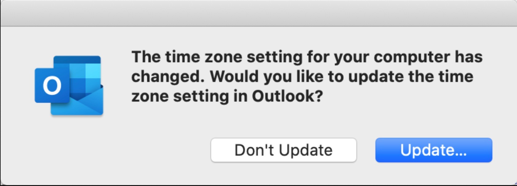 Annoying Pop-up in Outlook mac. The time zone setting for your computer ...