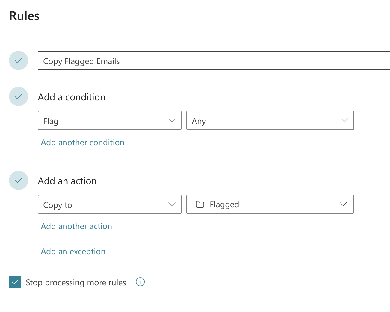 Rule to Copy Flagged / Pinned emails to a new folder - Microsoft Q&A