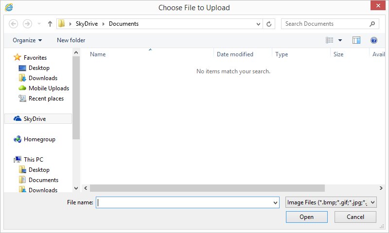 Is there a setting to alter the size of the Choose File To Upload box ...