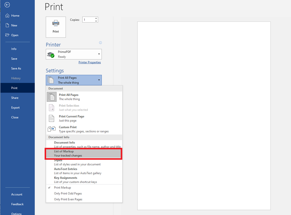 Printing issue when using Track Changes in Word. - Microsoft Q&A