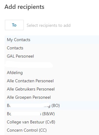 Printscreen OWA Addresslist with subfolders