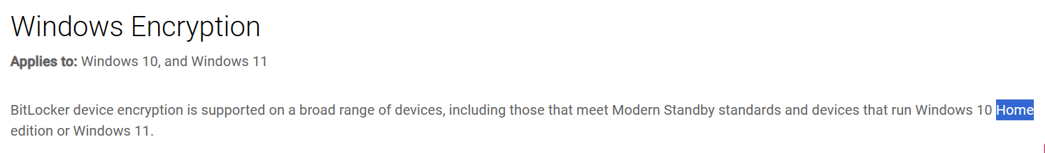 Why I have BitLocker key in my account while I have w11 home and not ...