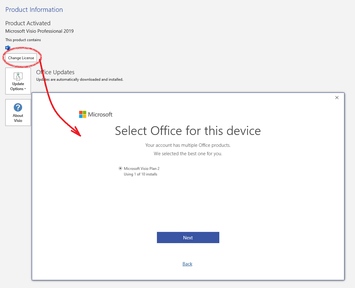 Unable to switch Visio licences - Microsoft Q&A