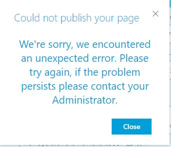 Issue when publishing page - Microsoft Q&A