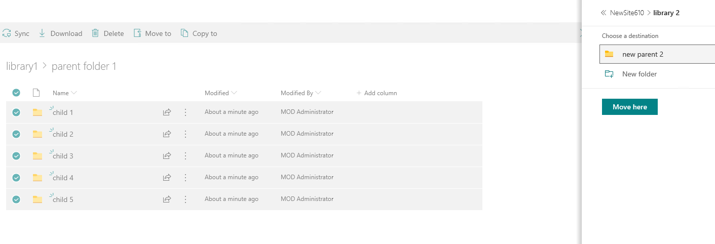 Sharepoint Online Copying/Moving Multiple Folders Fails - Microsoft Q&A