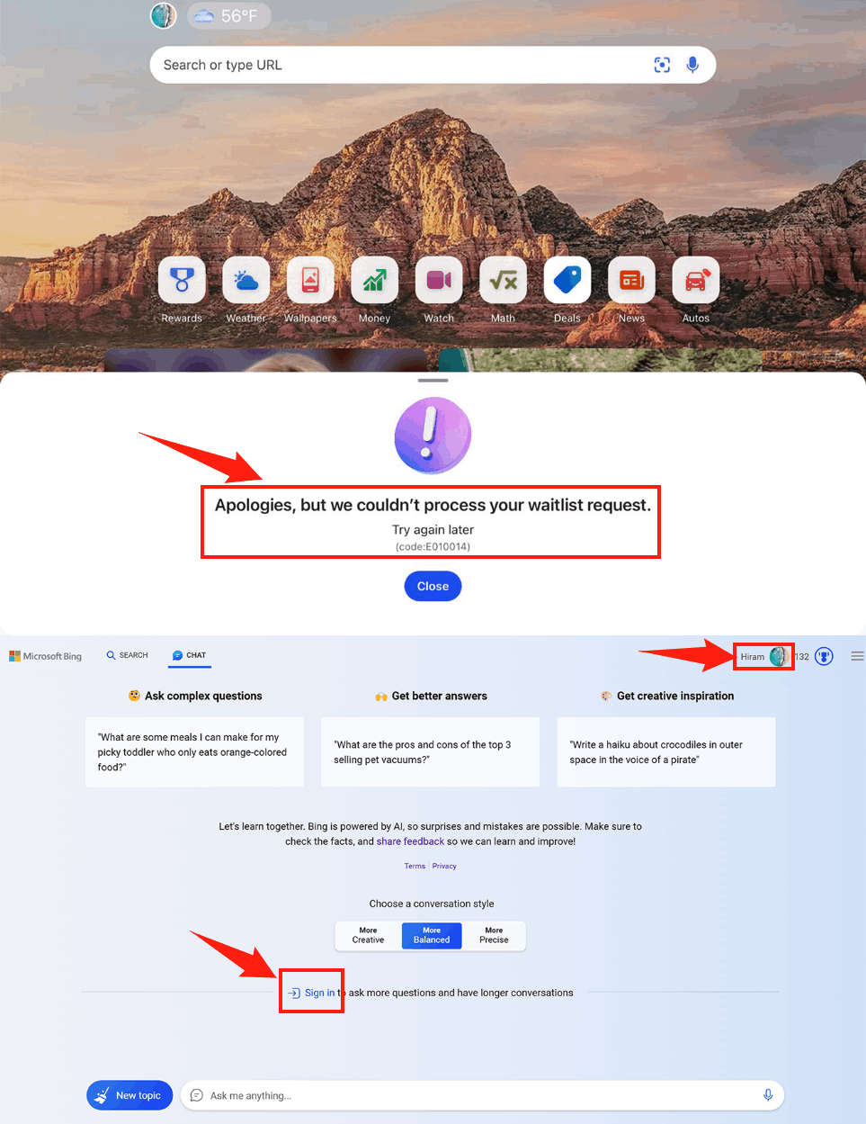 Bing Chat Account Login Failure In All Accesses - Microsoft Q&A