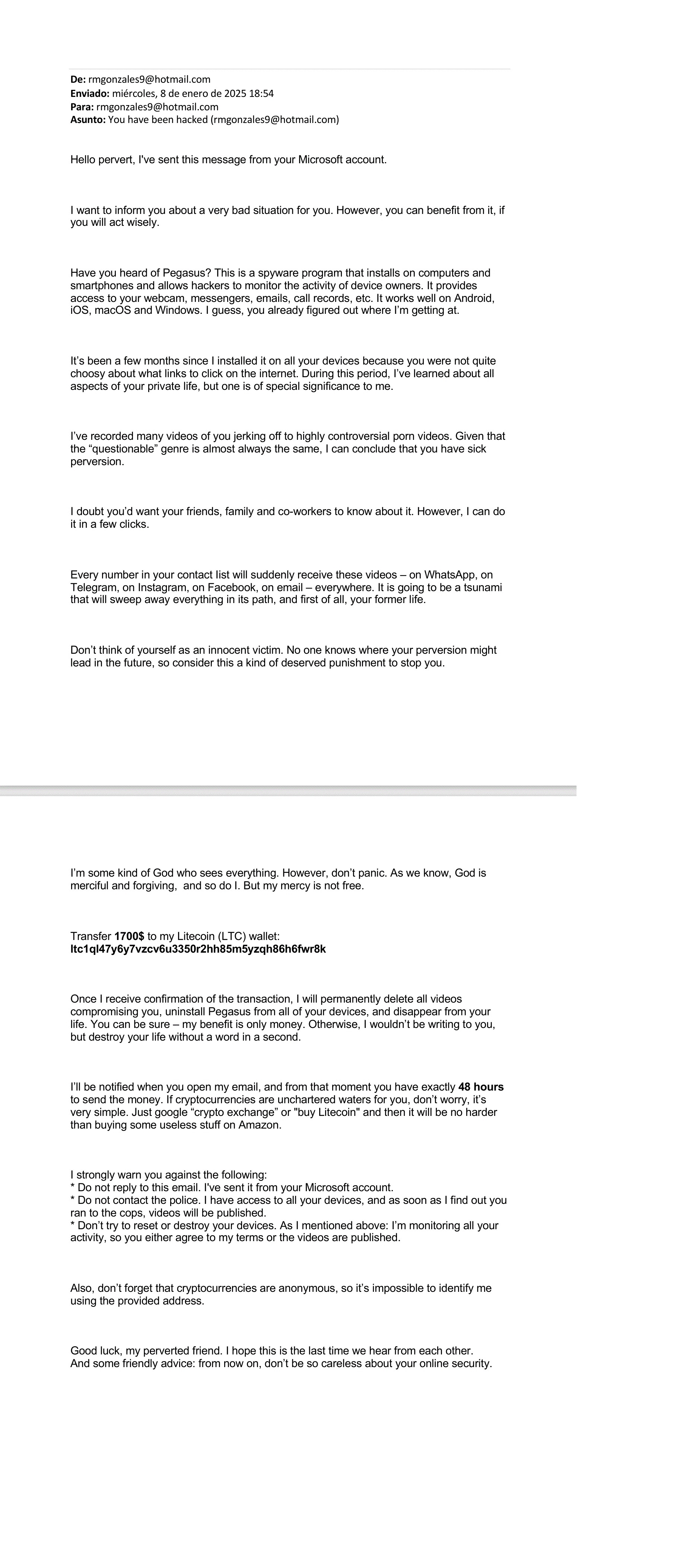 Buenas tardes, recibí este correo favor revisar. se adjunta imagen de  correo recibido a la espera de la pronta respuesta - Microsoft Q&A