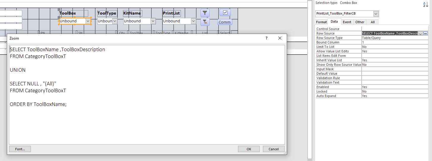 Subform with multiple combo box filtering using query criteria ...