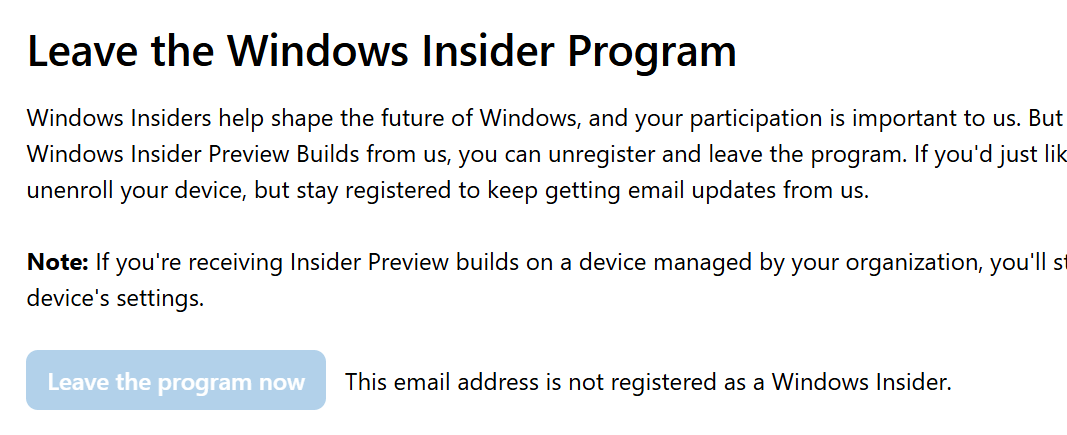 windows insider wont let me leave and now my computer is working ...
