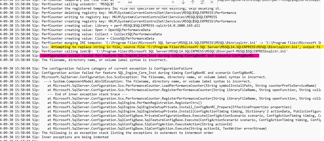 SQL SERVER 2017 fails to be installed on the laptop.code:-2068119551 ...