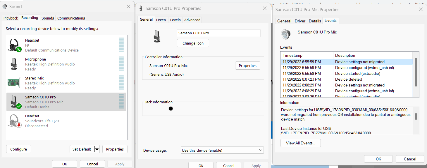 Drivers migration issue for usb microphone. - Microsoft Q&A