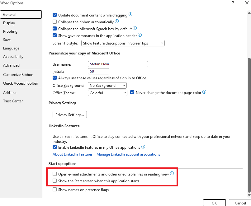 Options at top of screen - Microsoft Q&A