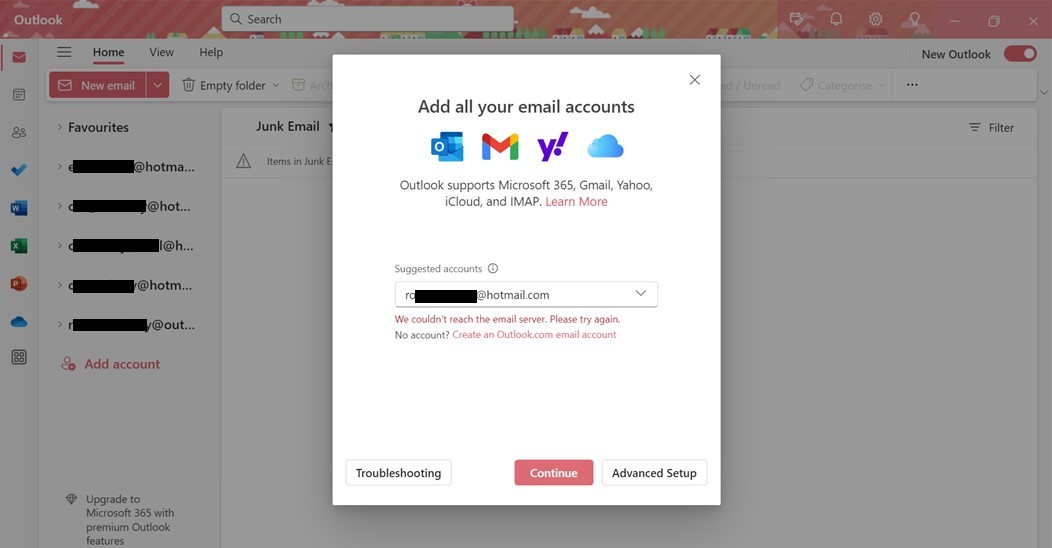 can't add hotmail email account to outlook app - Microsoft Q&A
