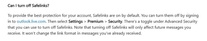 Remove Safe Link - Microsoft Q&A