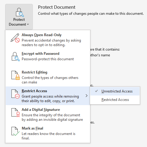 Permissions in Word - Microsoft Q&A
