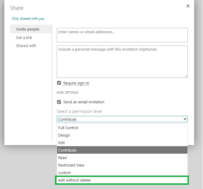 Delete and Encrypt with password buttons in OneDrive Online Edit view ...