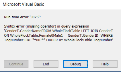 Error 3075 in my SQL code for a searchbox - Microsoft Q&A