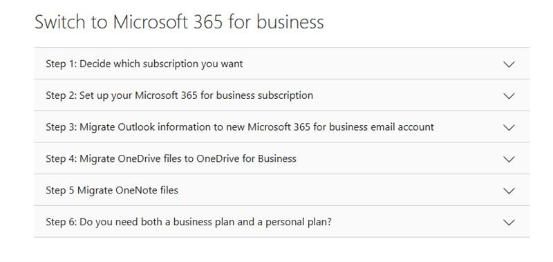 now have Microsoft 365 personal - want to switch to 365 business ...