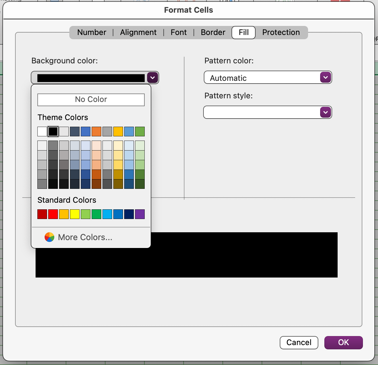 How do I set Excel on MAC to have default dark background cells ...