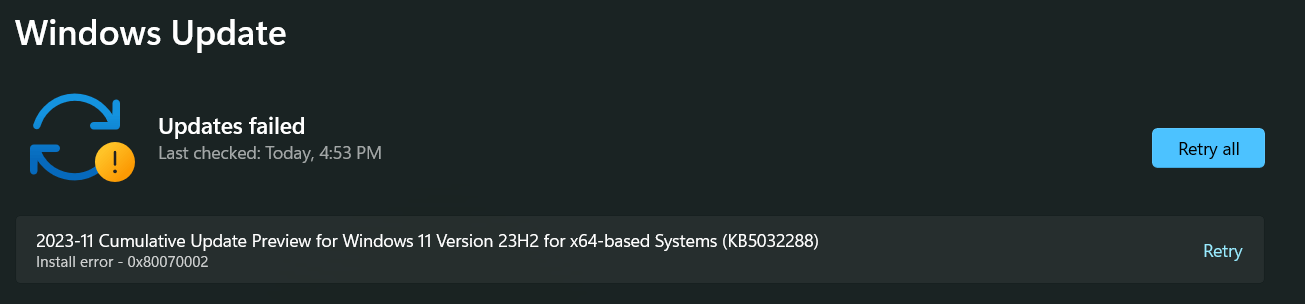 Windows 11 Update error - Microsoft Q&A