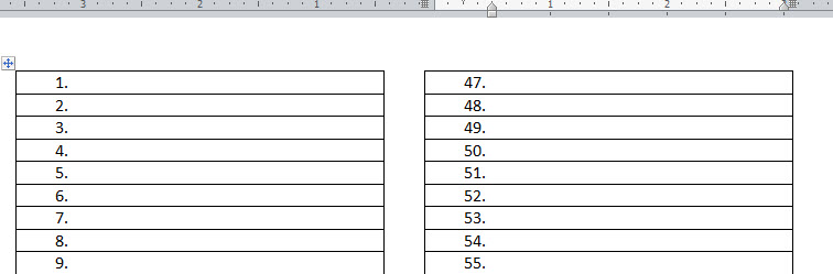 Creating list inside table list with direction top-to-bottom, left-to ...