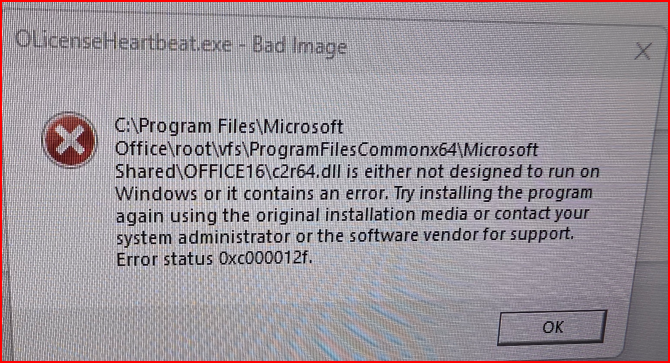 After computer update, now unable to open Microsoft Office 365 program ...