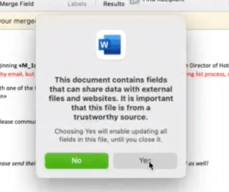 Mail Merge Error Popup in Word - sending through Outlook - Microsoft Q&A