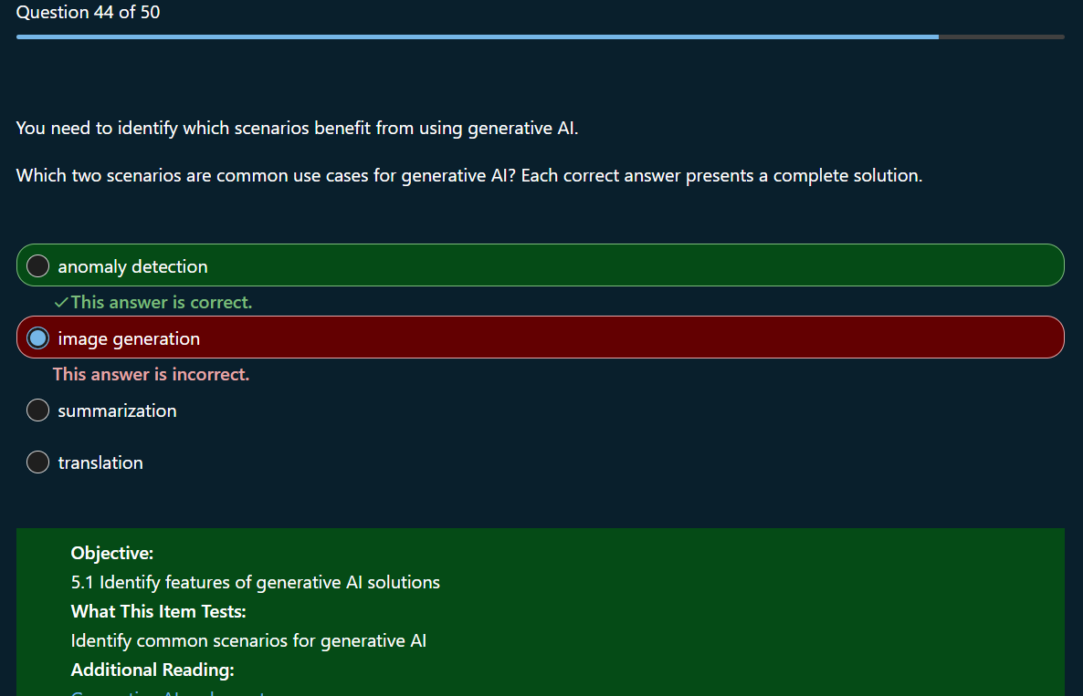 Wrong question format in AI-900 practice assesment - Microsoft Q&A