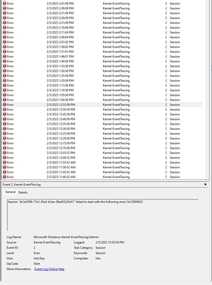 經常出現Windows-kernel-eventtracing情況 - Microsoft Q&A
