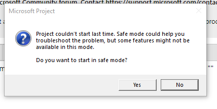 MS Project 2016 post installation error 