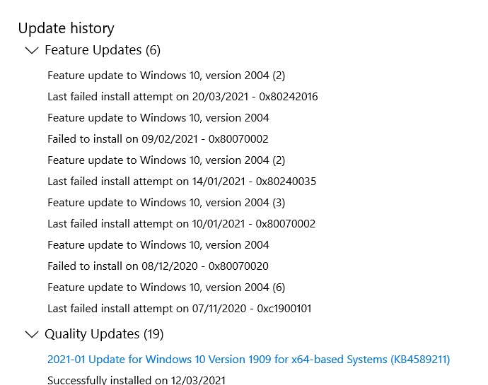 Windows update error message !! - Microsoft Q&A