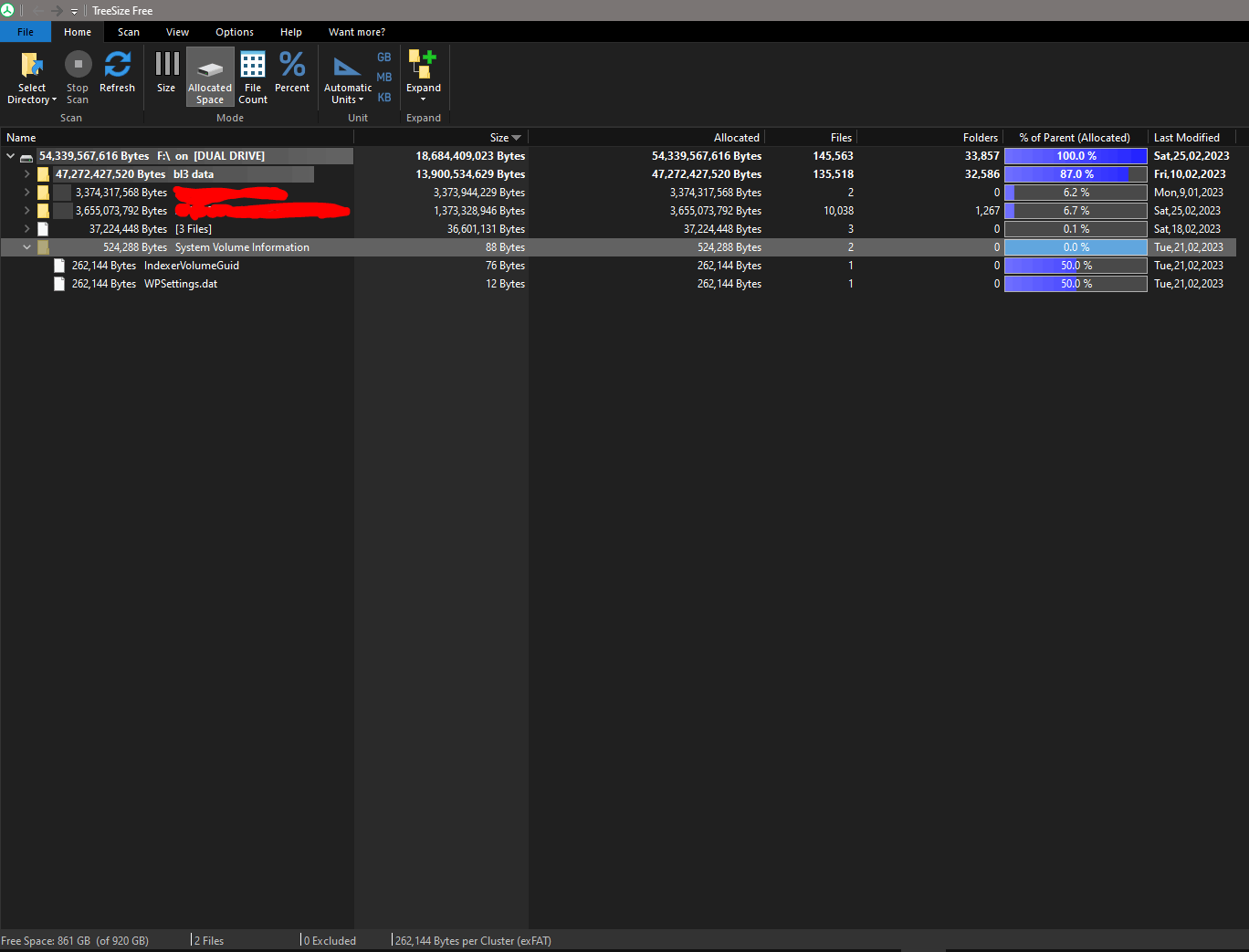 Windows explorer external flash drive usage not matching TreeSize ...