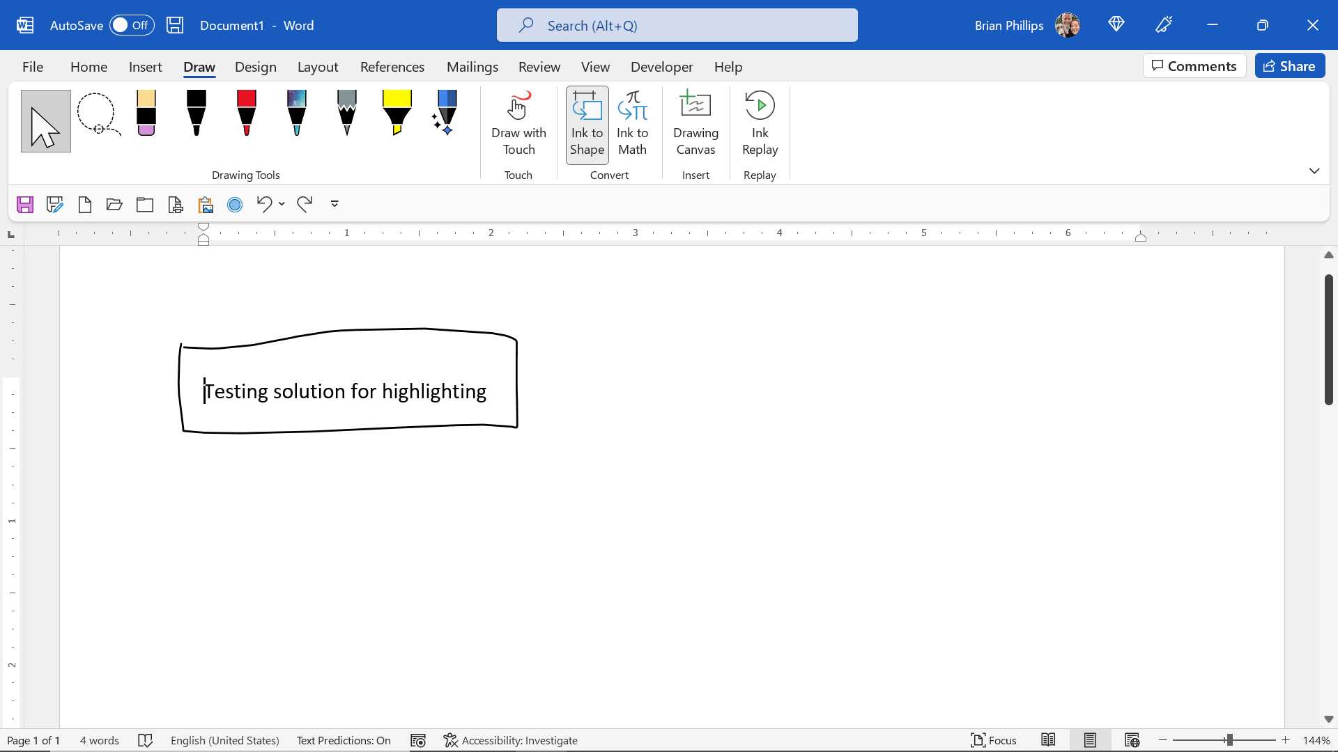 How to make a straight highlight using draw tab in Word (Microsoft 365 ...