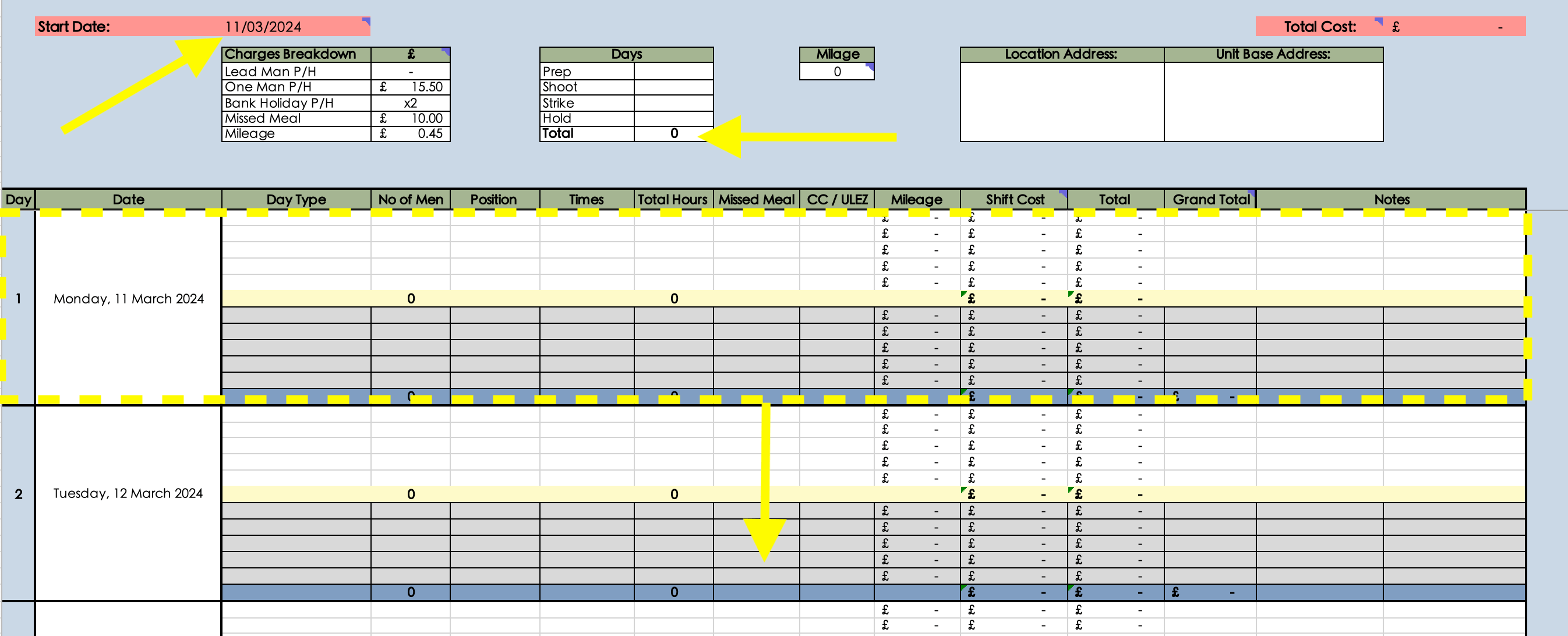 How to repeat sections by day and number of days - Microsoft Q&A