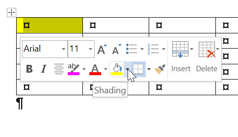 word 2013 change table cell fill color - Microsoft Q&A