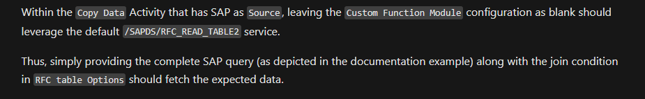 Sap Table Connector - Copy Data Activity Issues During Sap Table Joins 