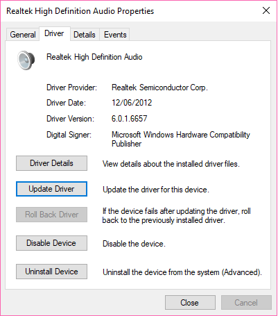 Realtek High Definition Audio Driver and Windows 10 - Microsoft Q&A