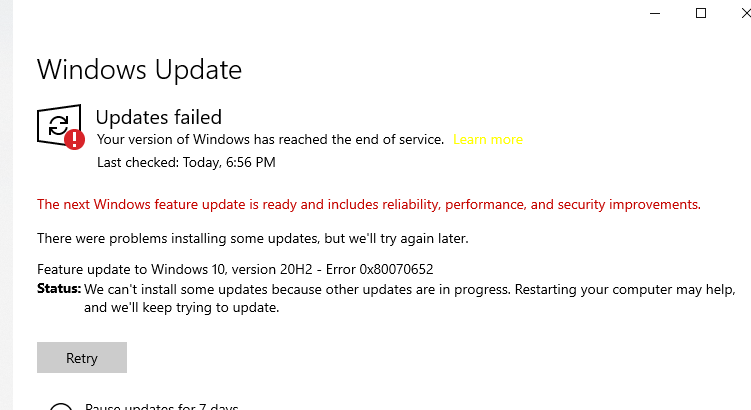 Windows 10 update - Microsoft Q&A