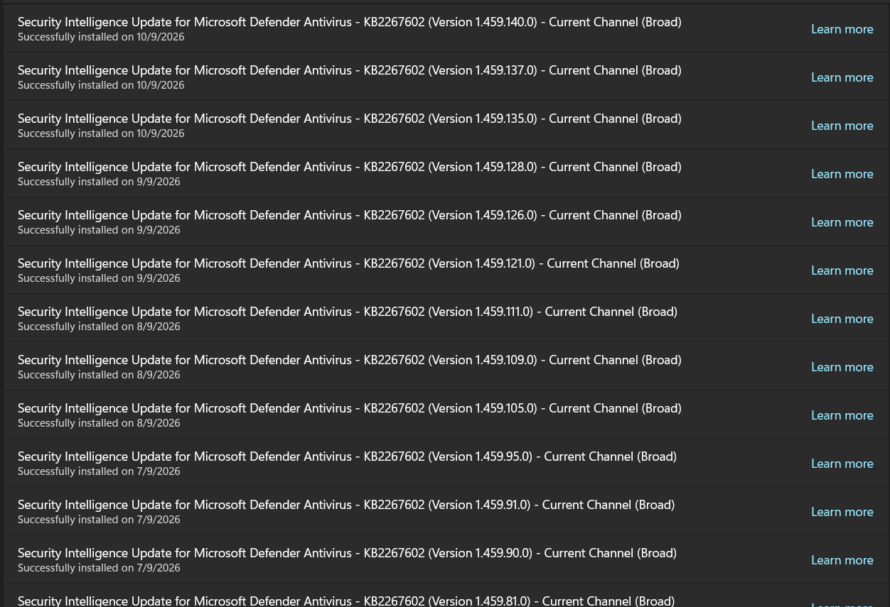 Is constant updates of Security Intelligence Update for Microsoft ...