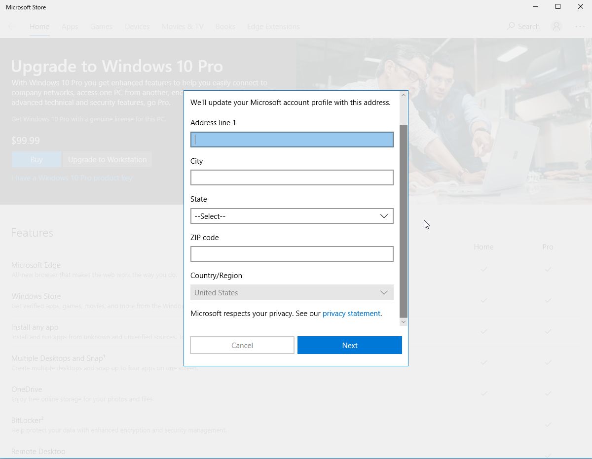 I can not enter my valid shipping address in Microsoft Store ...