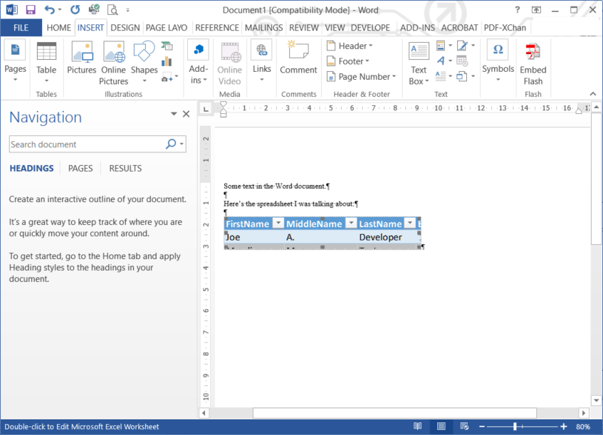 Embedded documents are cropped in their 