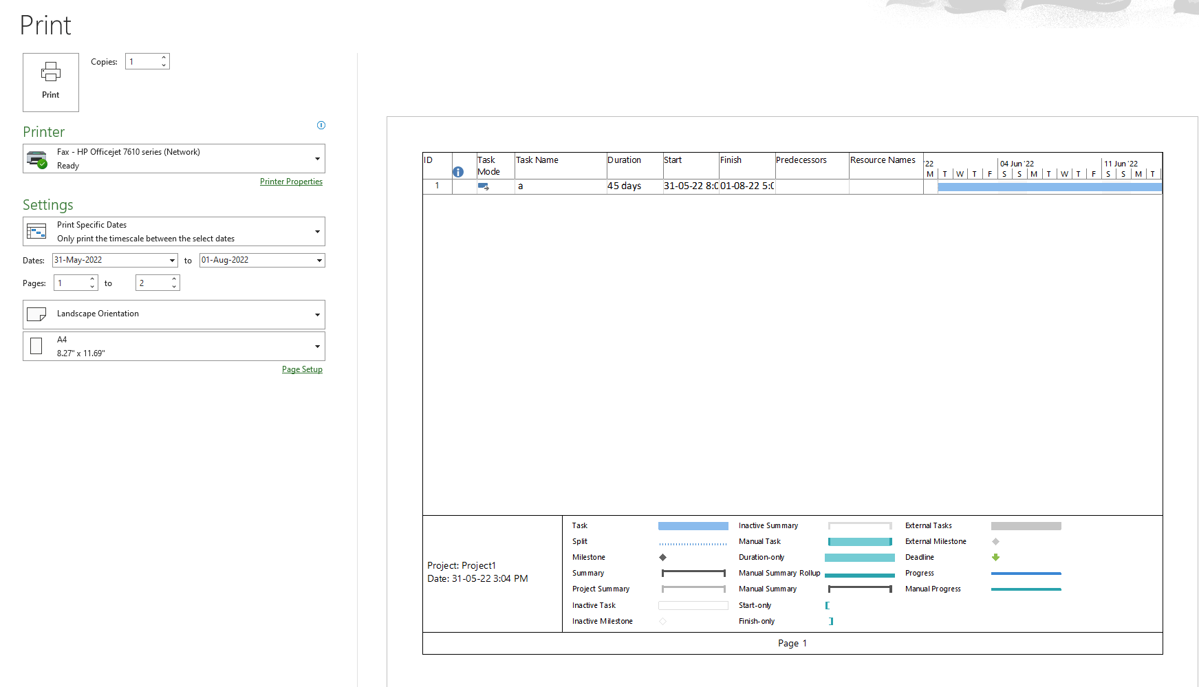 Print specific dates is not working in microsoft project 365 desktop ...