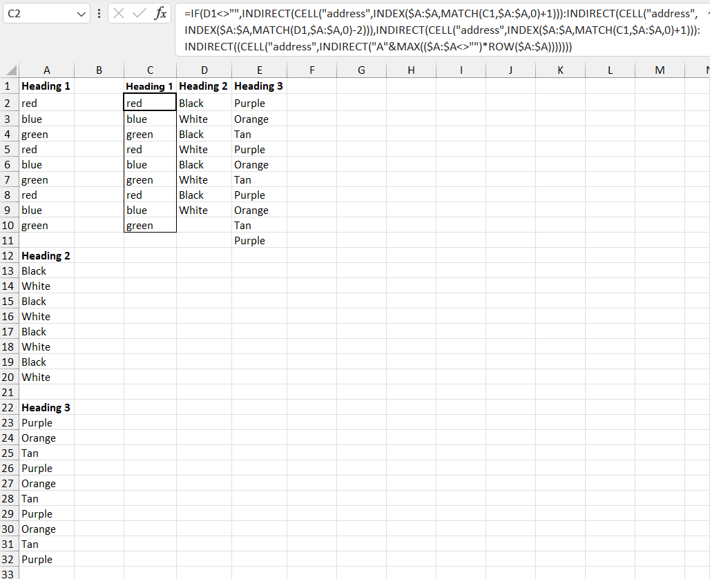 Splitting a long column into multiple columns at subheaders ...