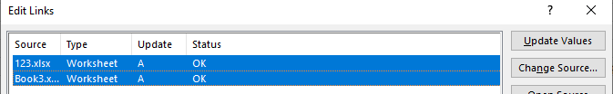 How to update excel links outside of 