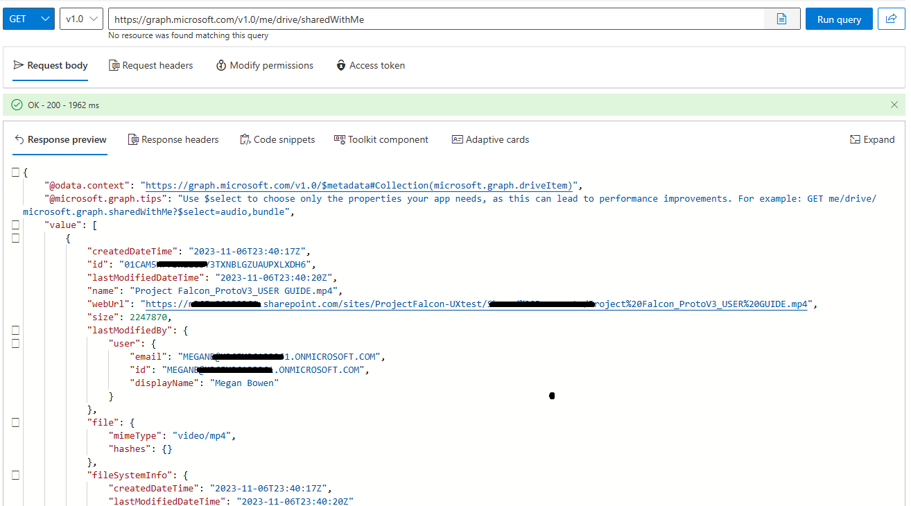 Shared With Me files are not getting in API response - Microsoft Q&A