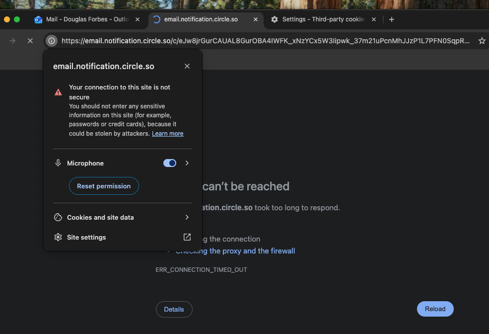 your connection to thissite is not secure