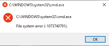 My computer can't run an elevated command prompt because of an error ...
