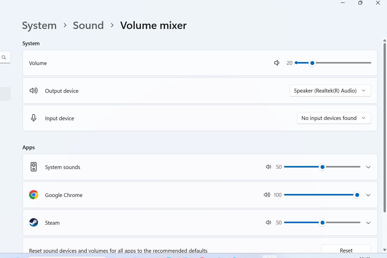 Windows sound volume is seperate for each app rather than being unified ...